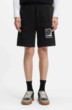 Cotton-terry shorts with artwork patch
