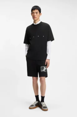 Cotton-terry shorts with artwork patch