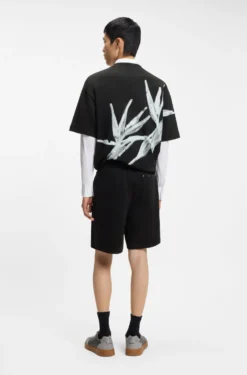 Cotton-terry shorts with artwork patch