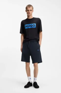 Cotton-terry shorts with logo patch