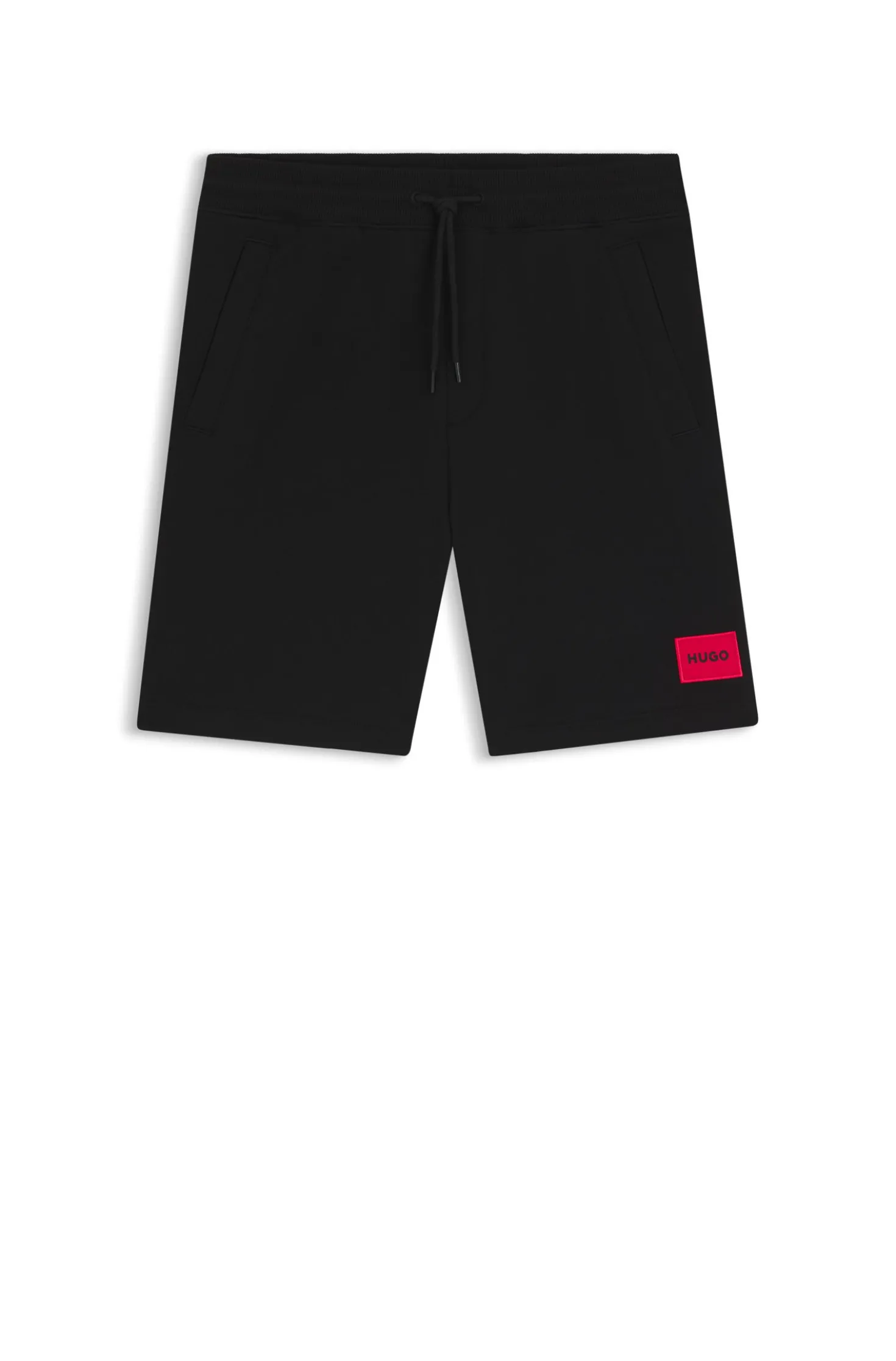 Cotton-terry shorts with red logo label