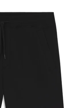 Cotton-terry shorts with red logo label