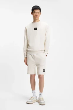 Cotton-terry sweatshirt with tortoiseshell logo patch