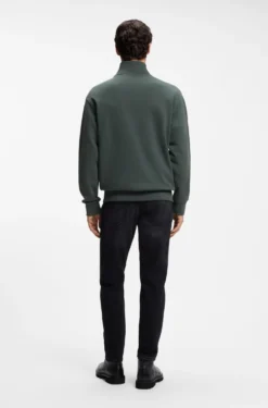 Cotton-terry sweatshirt with quarter zip