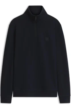 Cotton-terry sweatshirt with zip collar