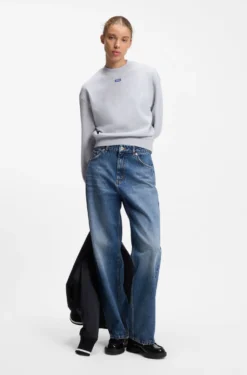 Cotton-terry sweatshirt with logo badge