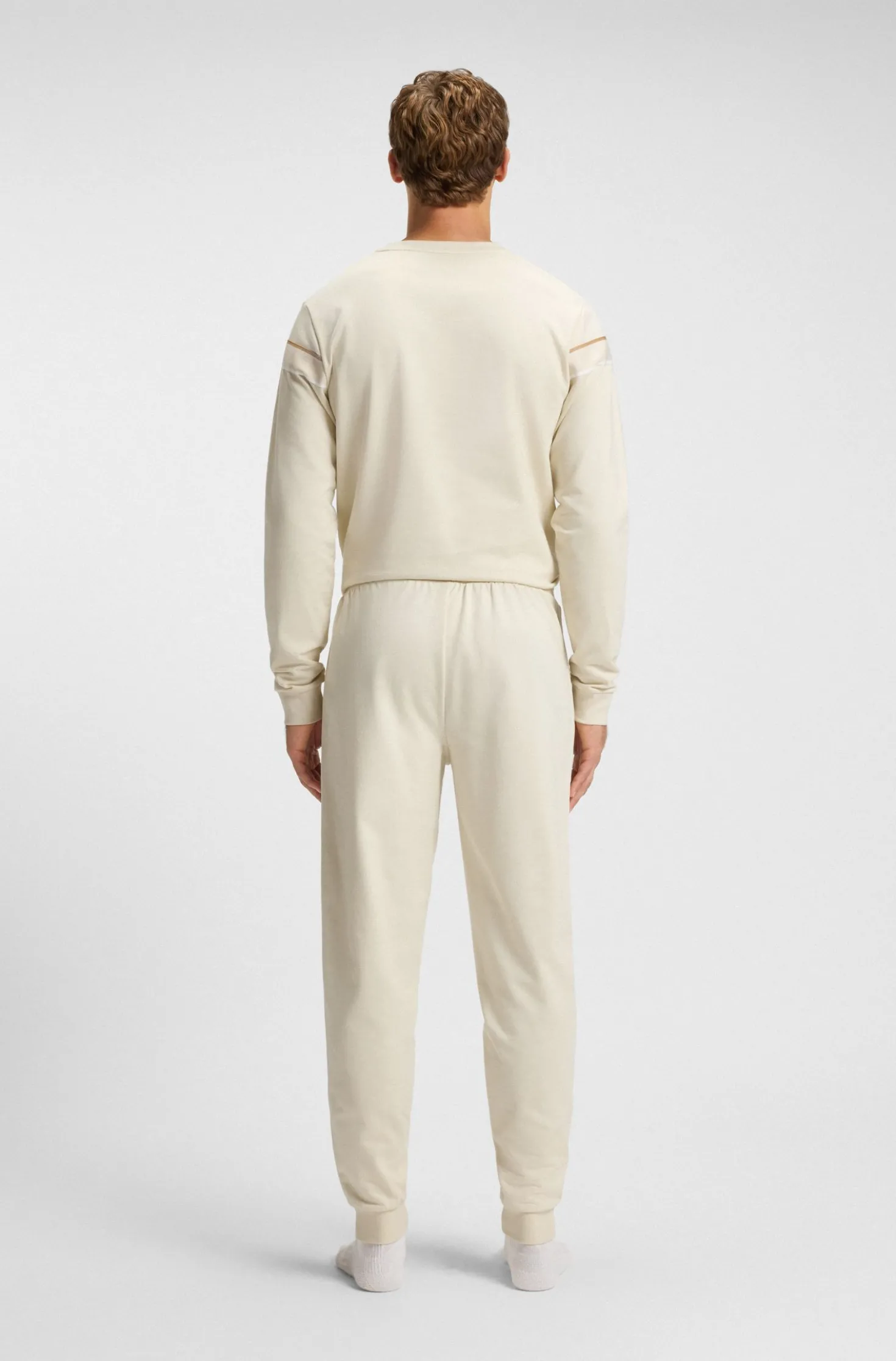 Cotton-terry tracksuit bottoms with tape and logo