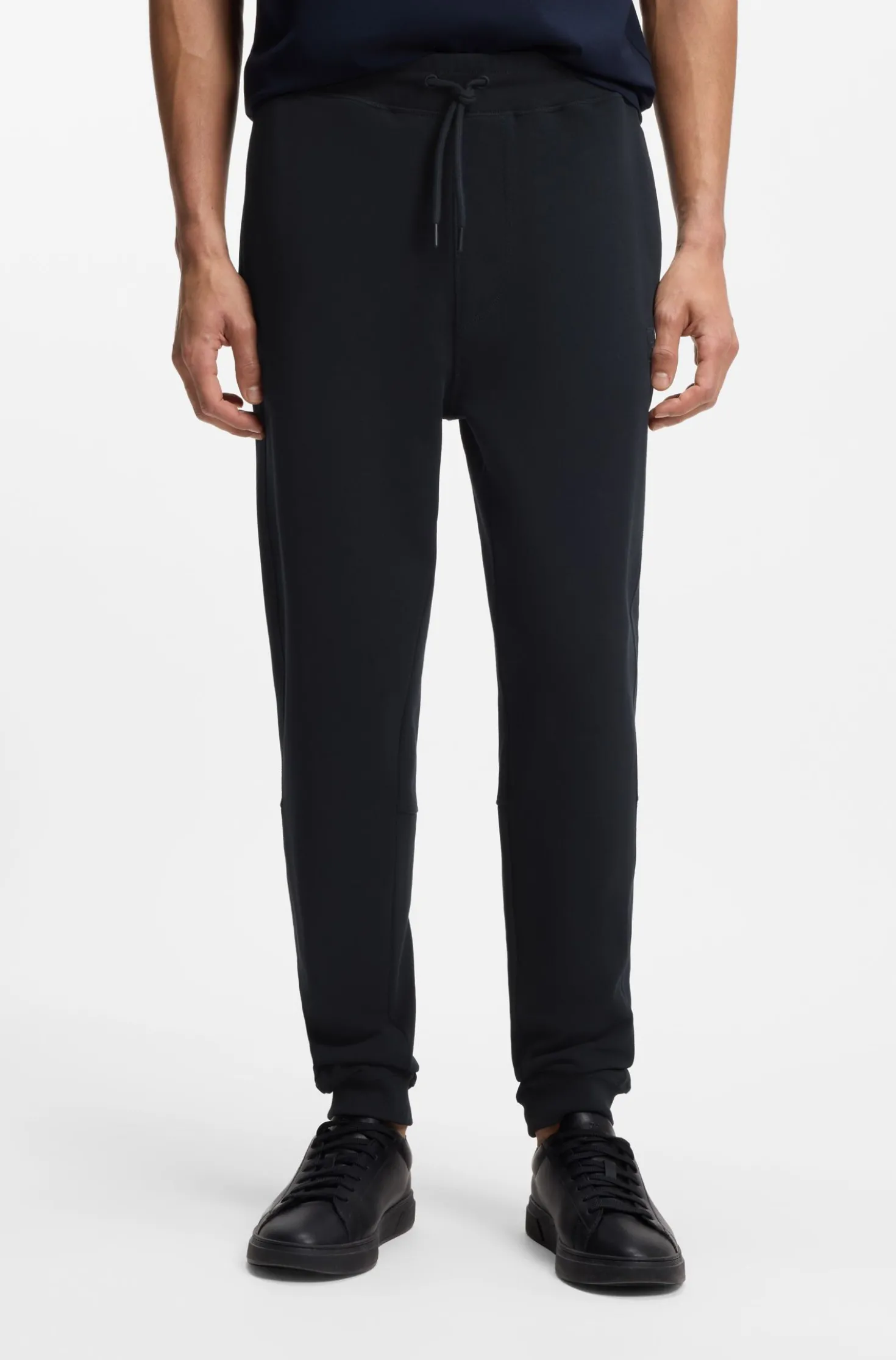 Cotton-terry tracksuit bottoms with logo patch