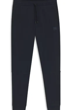 Cotton-terry tracksuit bottoms with logo patch