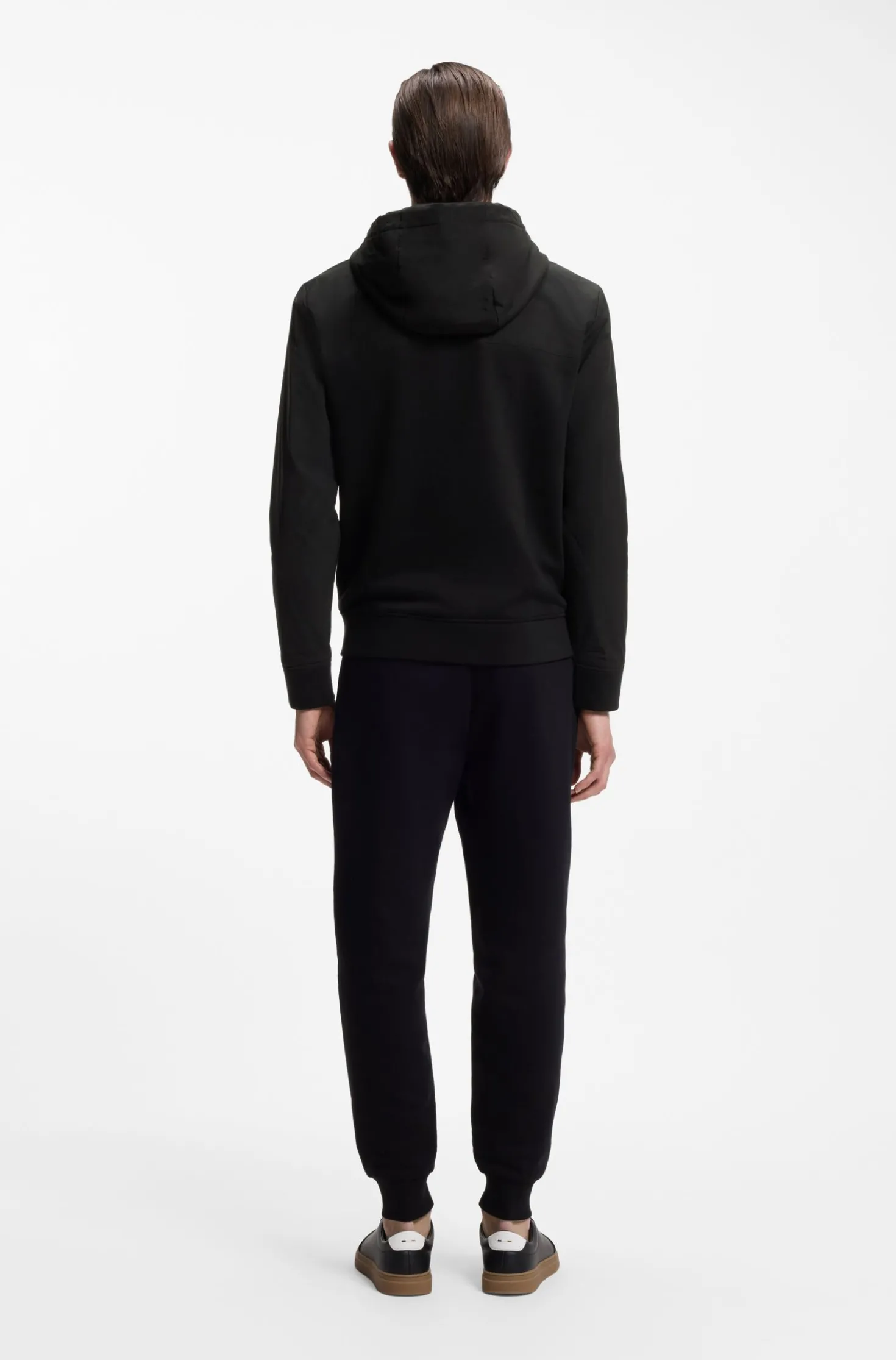 Cotton-terry zip-up hoodie with signature-stripe trims