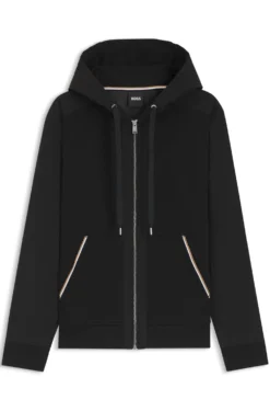 Cotton-terry zip-up hoodie with signature-stripe trims
