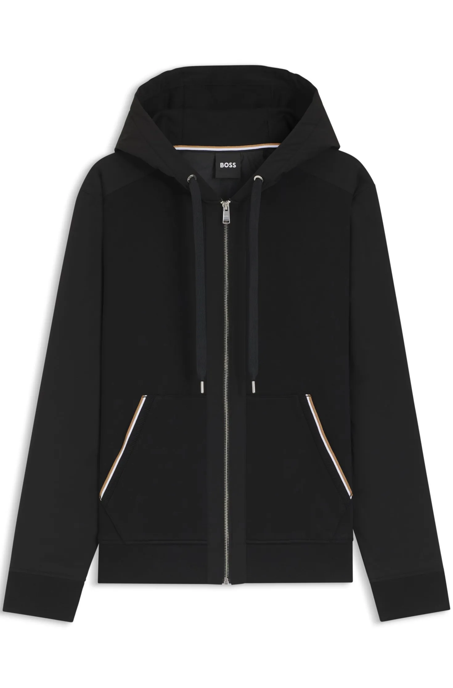 Cotton-terry zip-up hoodie with signature-stripe trims