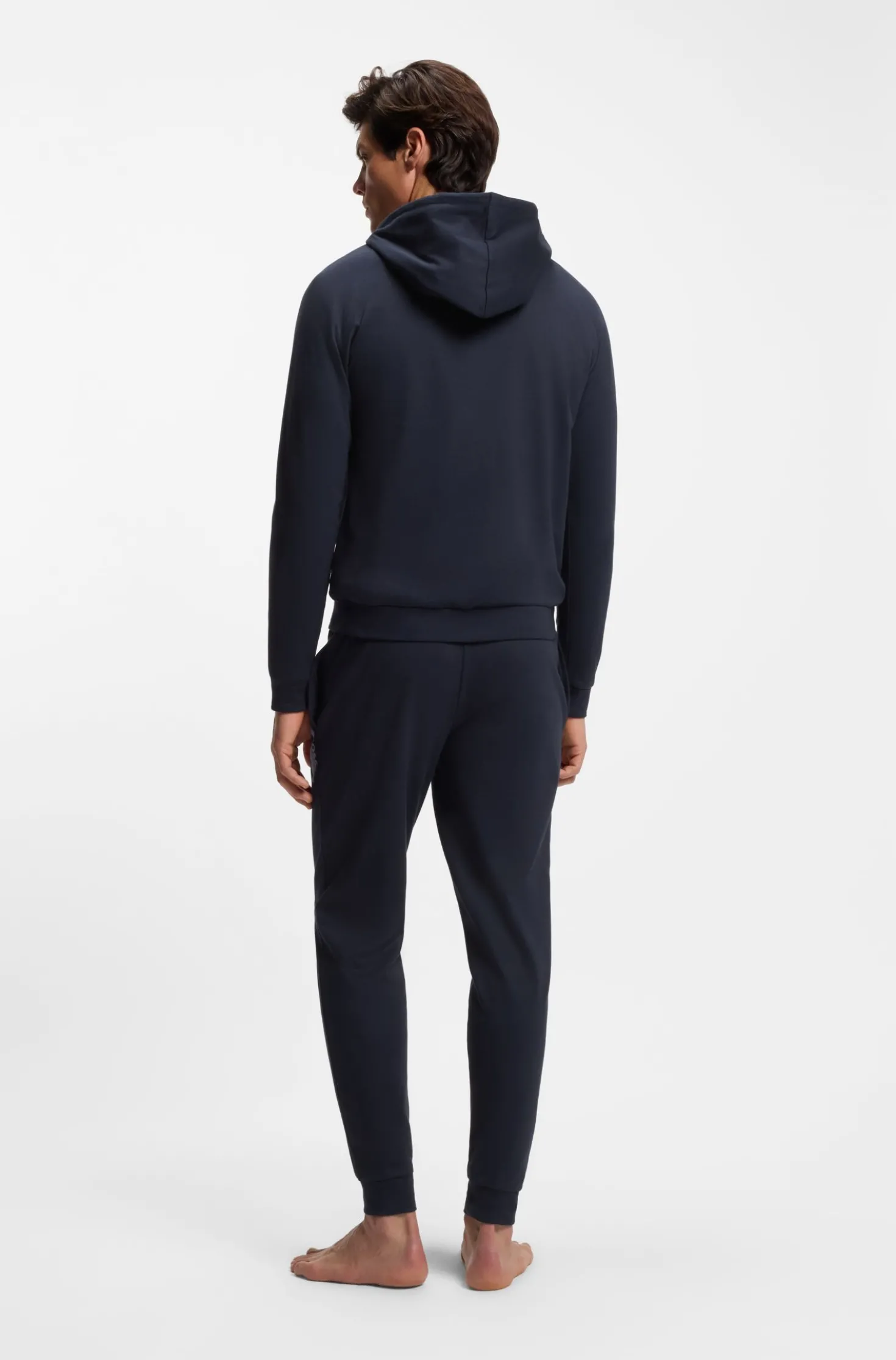 Cotton-terry zip-up hoodie with stripes and logo