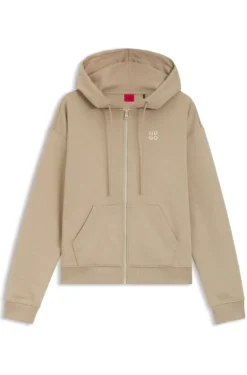 Cotton-terry zip-up hoodie with stacked-logo embroidery
