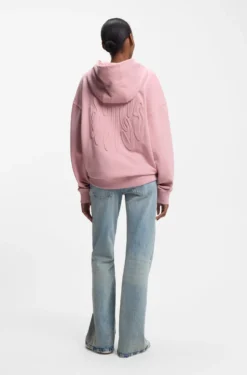 Cotton-terry zip-up hoodie with embossed logos