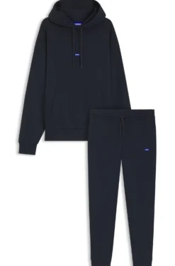 Cotton tracksuit set with blue logo patch