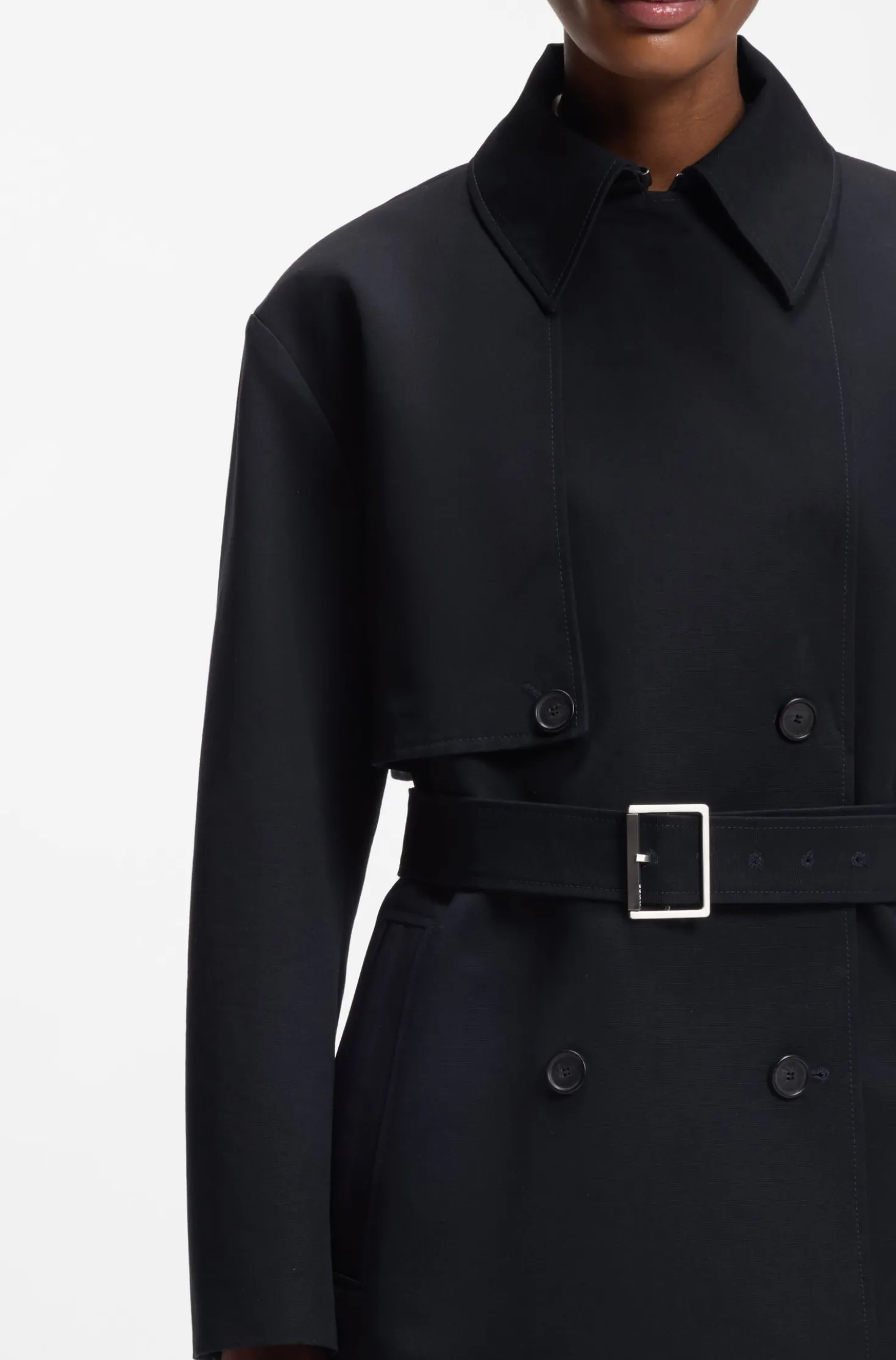 Cotton trench coat with buckled belt