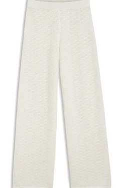 Cotton trousers with micro-lace structure