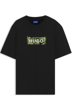 Cotton T-shirt with embroidered logo artwork
