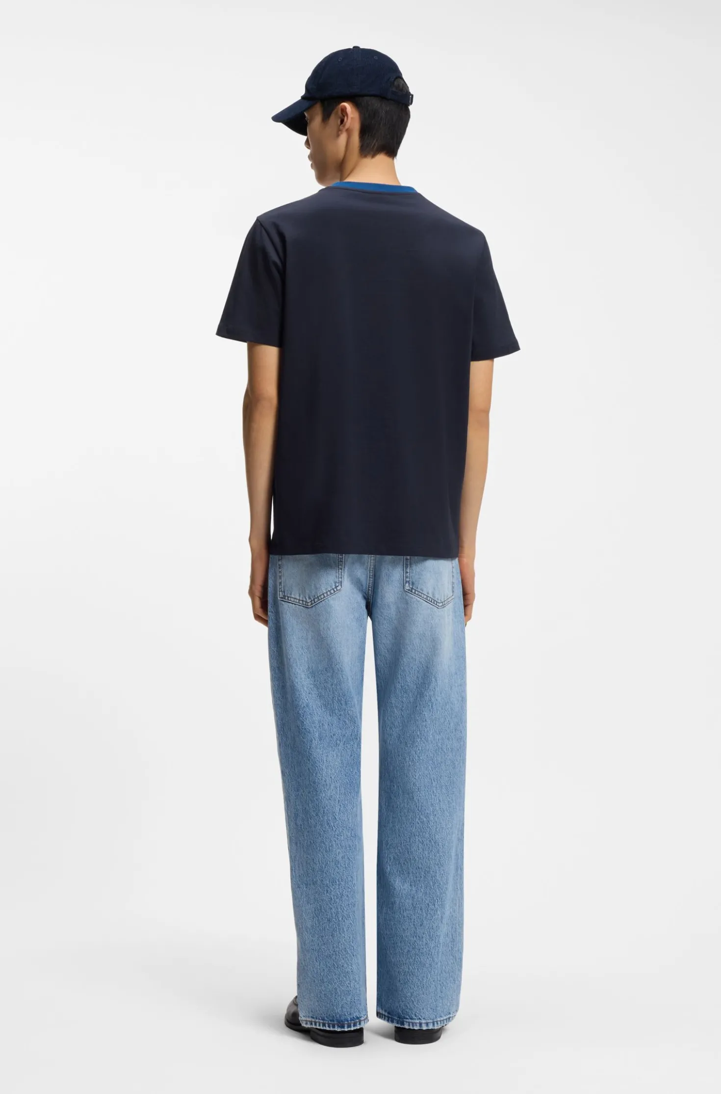 Cotton T-shirt with printed stripes