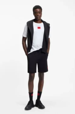 Cotton T-shirt with red woven logo label