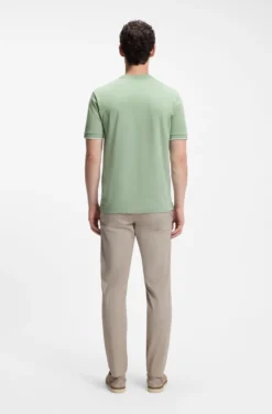 Cotton T-shirt with tipped sleeve cuffs