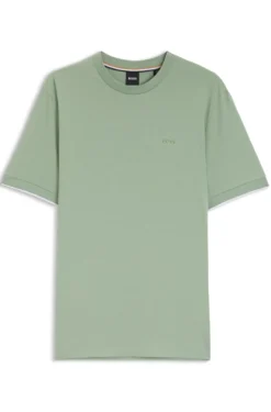 Cotton T-shirt with tipped sleeve cuffs