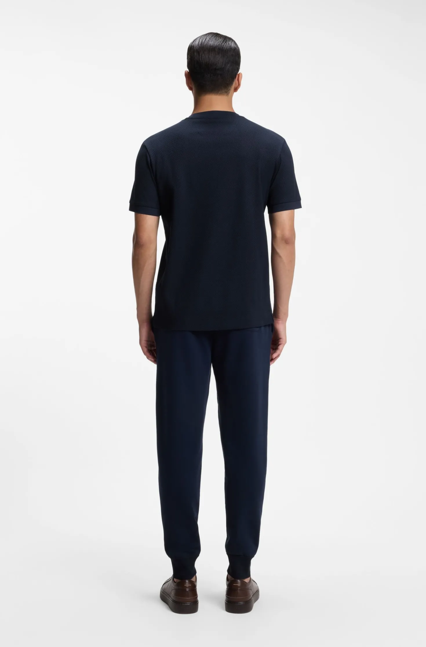 Cotton T-shirt with two-tone piqué structure