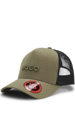 Cotton-twill cap with mesh panels