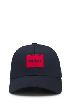 Cotton-twill cap with red logo label