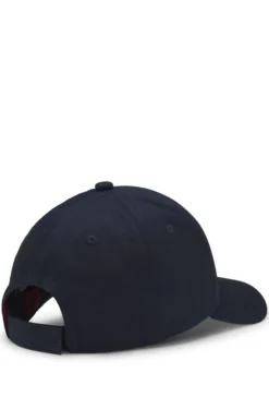 Cotton-twill cap with red logo label