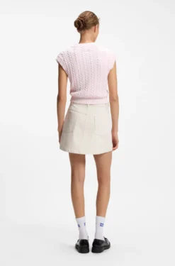 Cotton-twill mini skirt with Happy HUGO logo