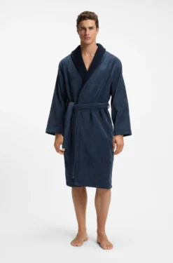 Cotton velvet dressing gown with Double B monogram
