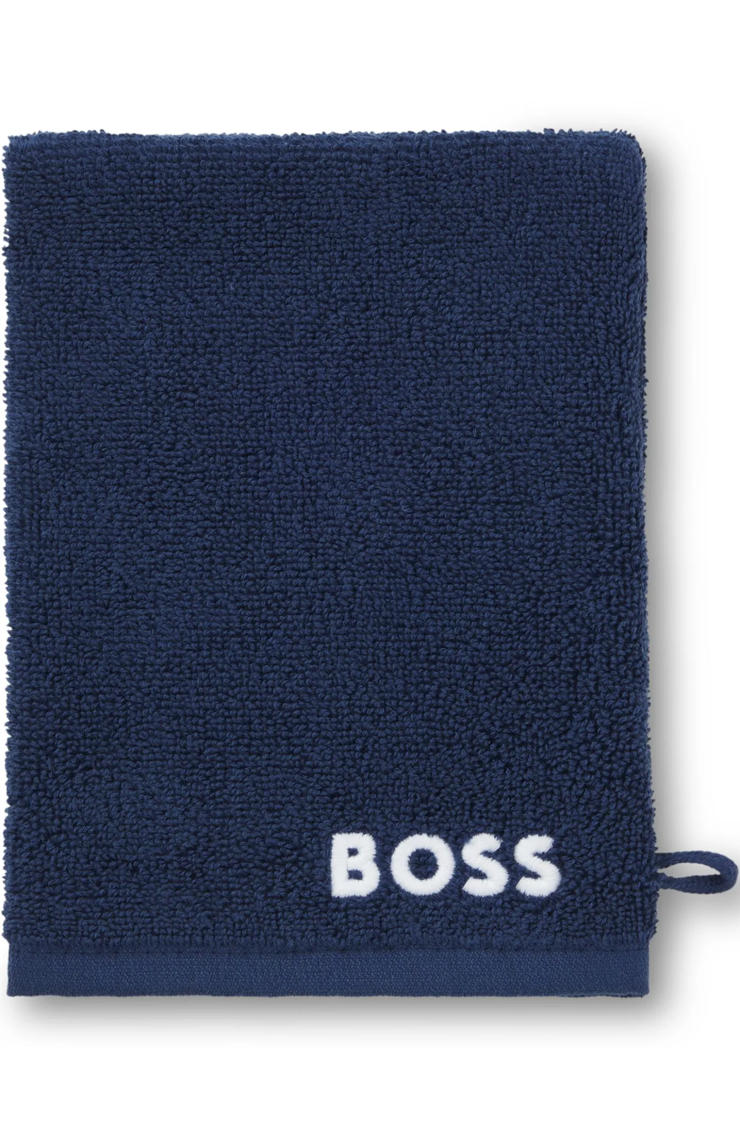 Cotton wash mitt with contrast embroidered logo