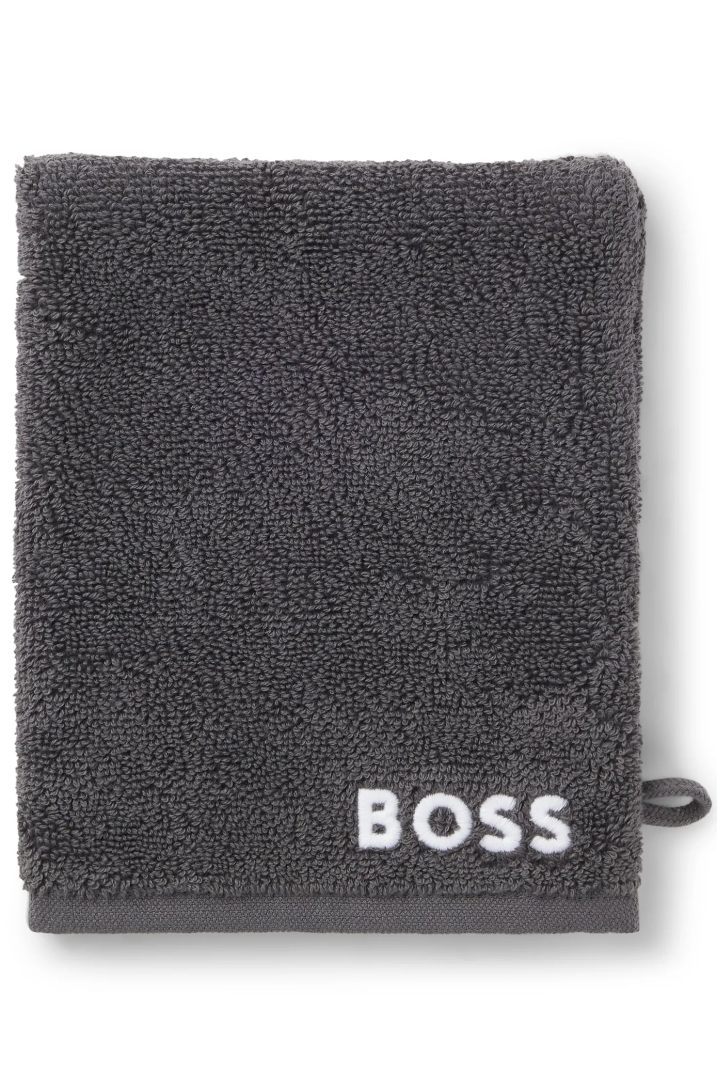 Cotton wash mitt with contrast embroidered logo