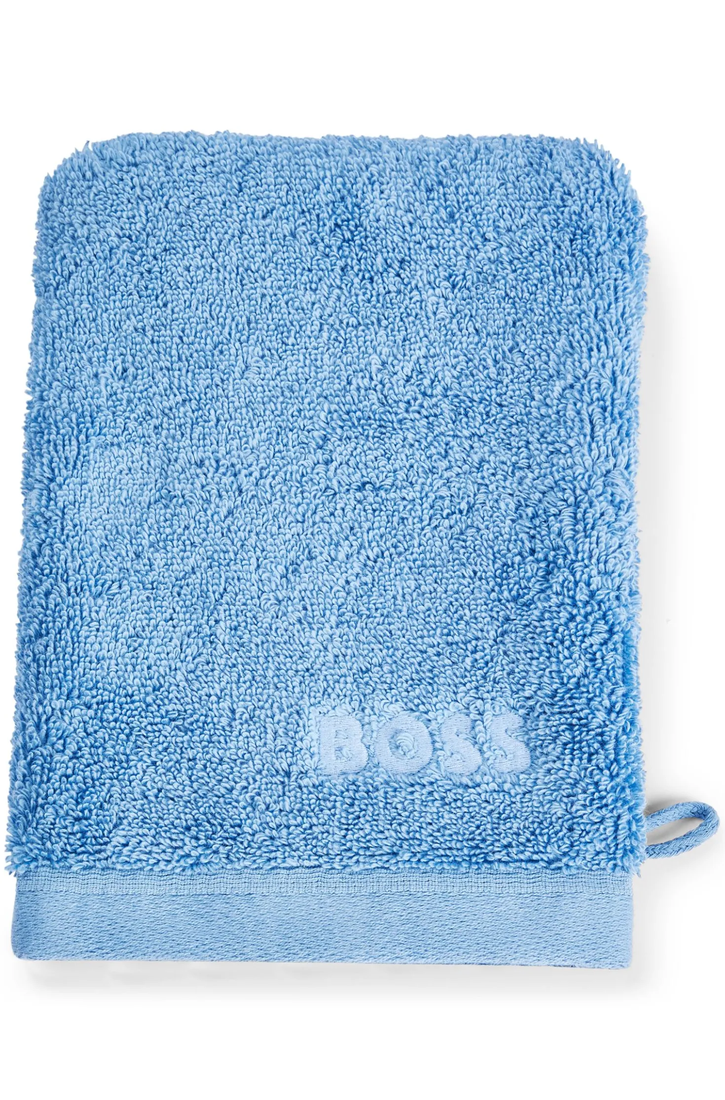 Cotton wash mitt with embroidered logo