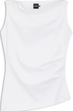 Cowl-neck asymmetric top in mercerised cotton