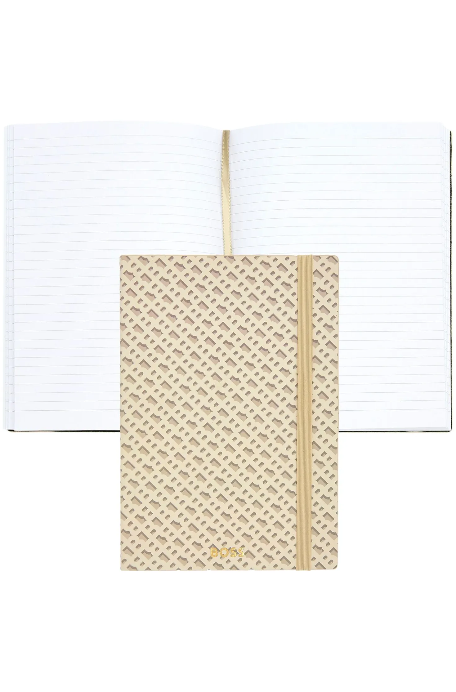 Cream A5 notebook with monogram pattern