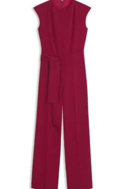Crepe jumpsuit with belt