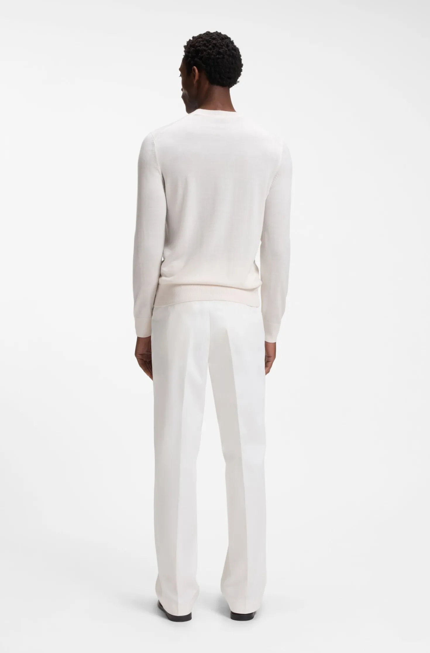 Crew-neck sweater crafted from virgin wool