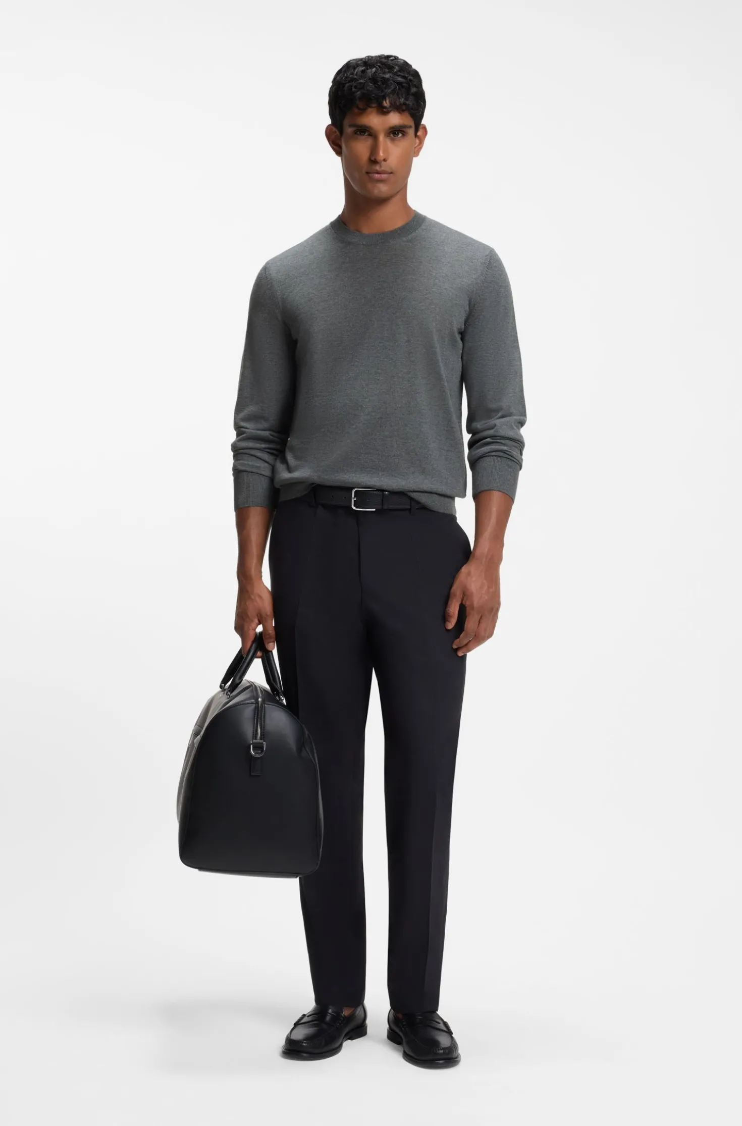 Crew-neck sweater crafted from virgin wool