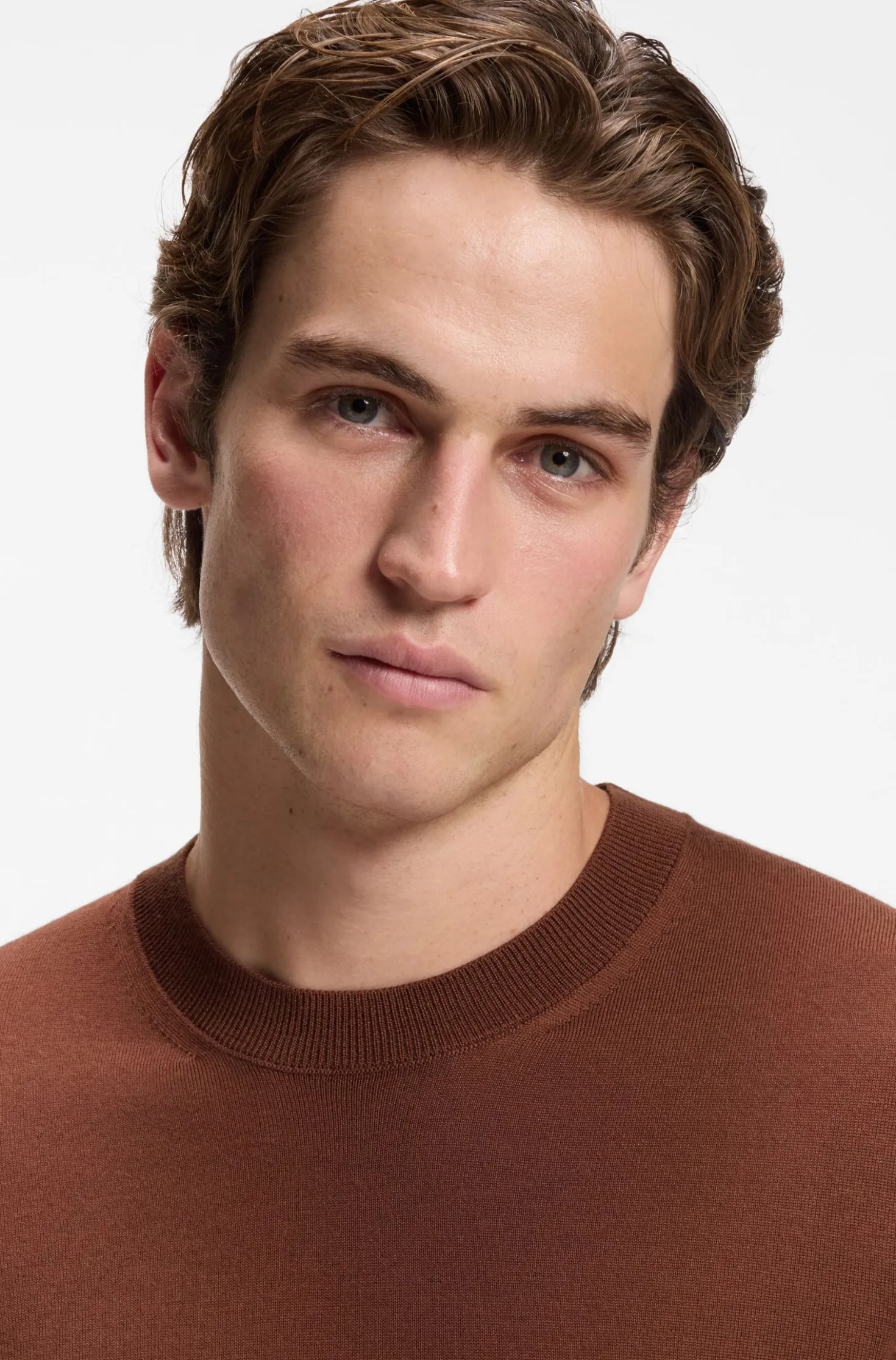 Crew-neck sweater crafted from virgin wool