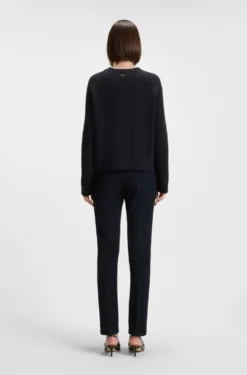 Crew-neck sweater in stretch fabric