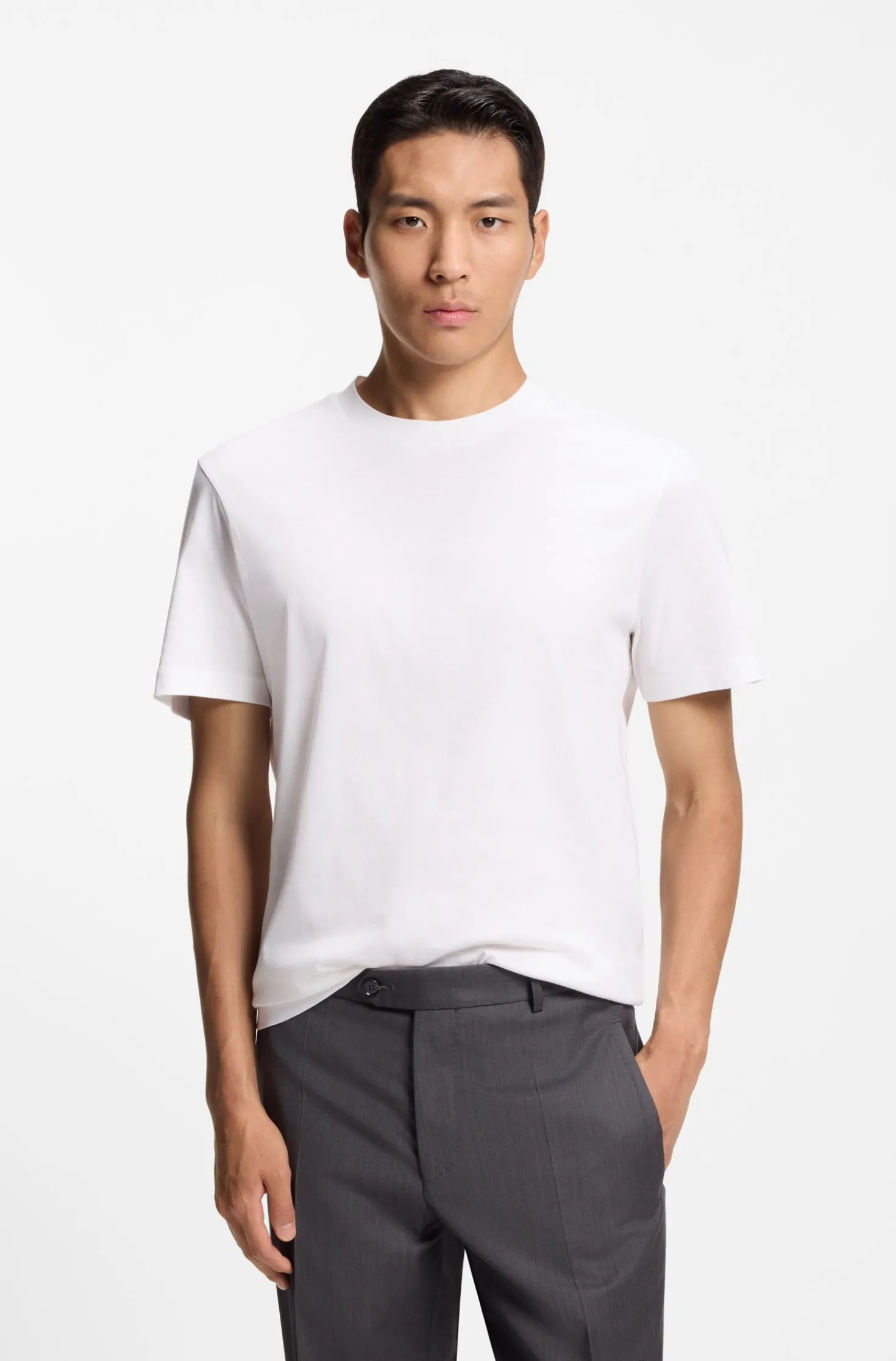 Crew-neck T-shirt in mercerised Supima cotton