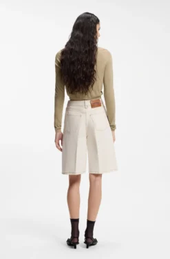 Cropped cardigan with rear ribbed detail