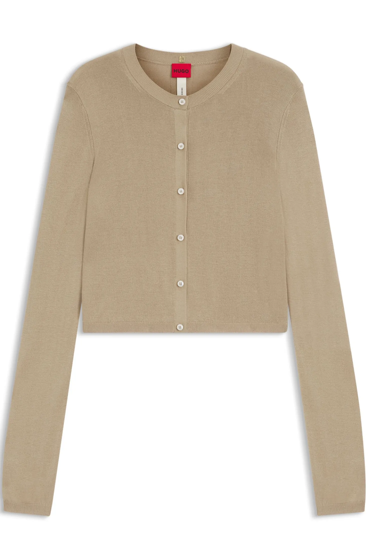 Cropped cardigan with rear ribbed detail
