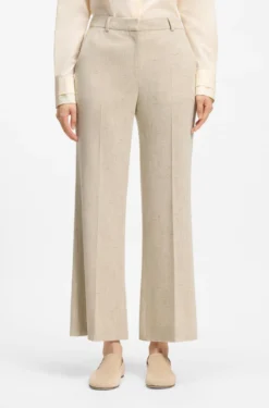Cropped flared-fit trousers in a slub weave