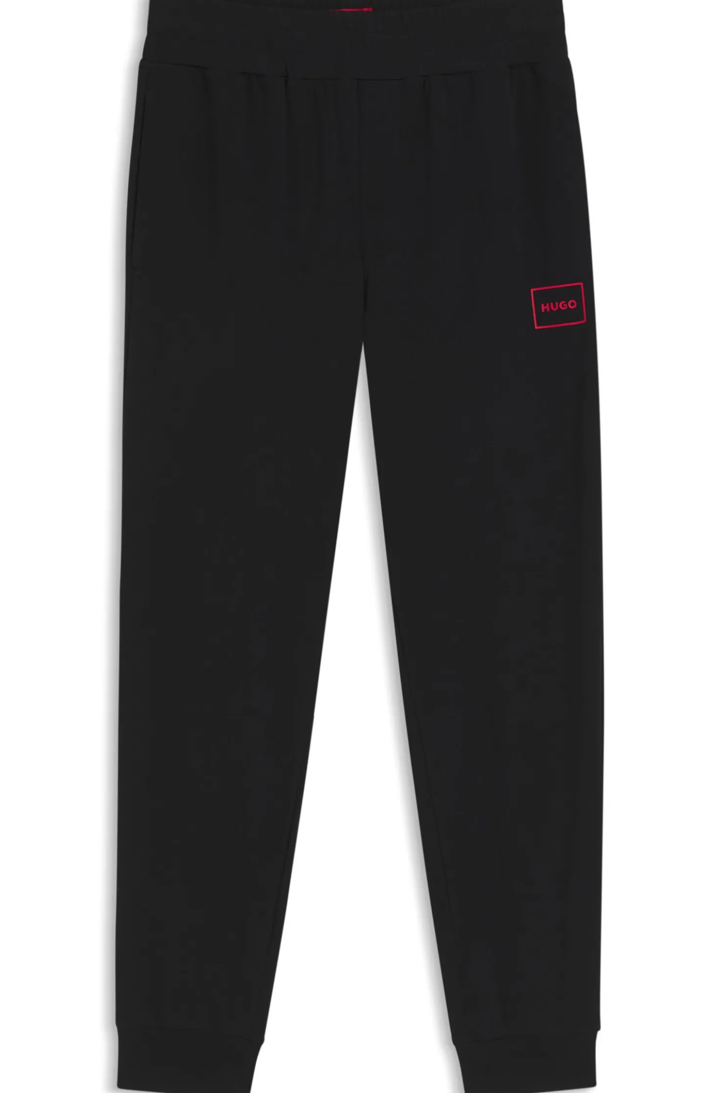 Cuffed loungewear bottoms in stretch cotton with logo print