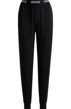 Cuffed pyjama bottoms in stretch jersey with logo waistband