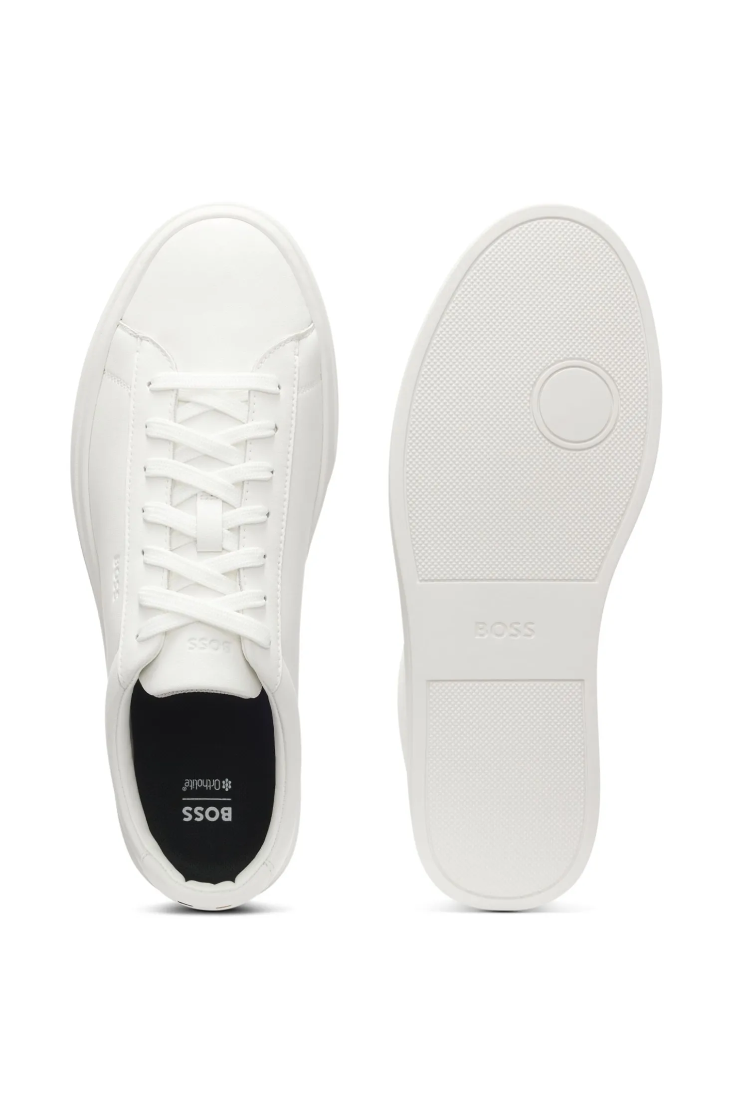 Cupsole trainers in leather with signature-stripe stitching